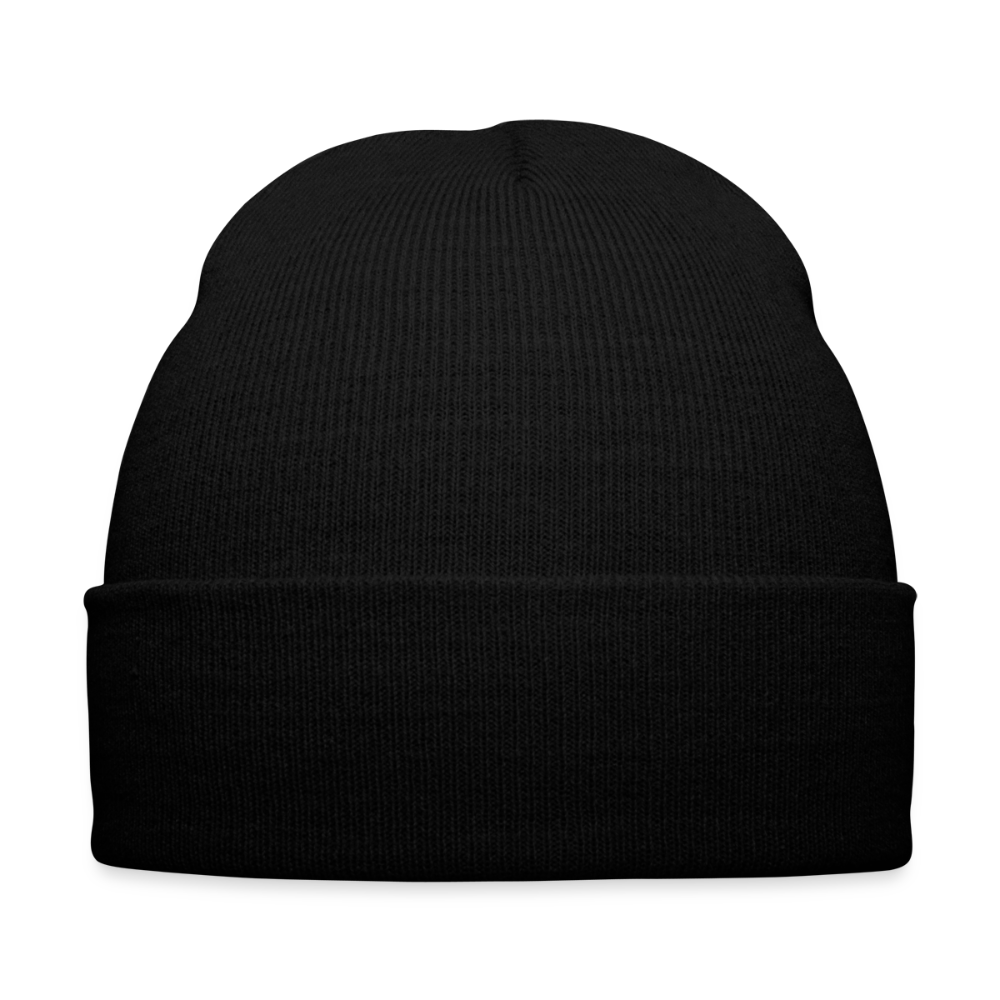 Knit Cap with Cuff Print - black