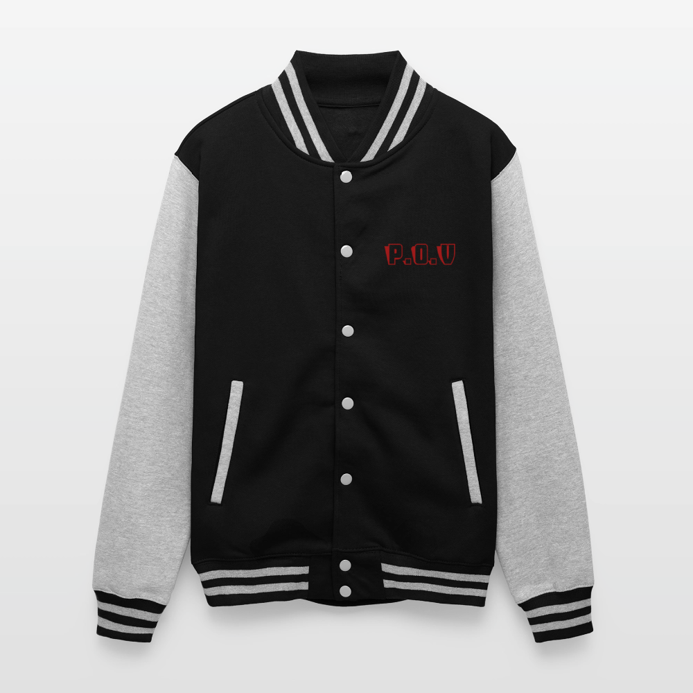 Just Hoods Heavyweight Letterman Jacket P.O.V - black/heather grey