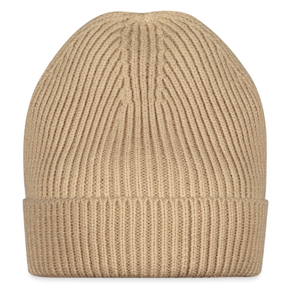 Fine Rib Knit Beanie - beige