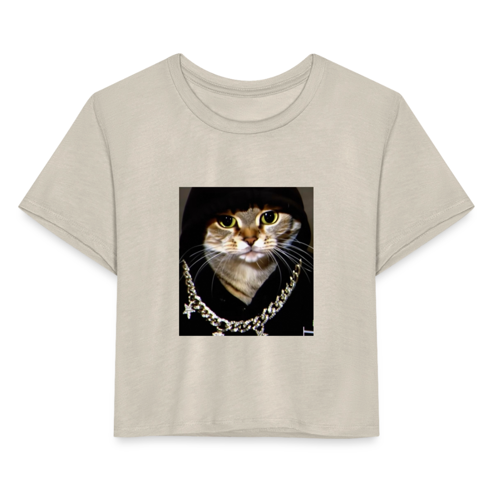 Women's Cropped T-Shirt BLING LING MEOW - dust