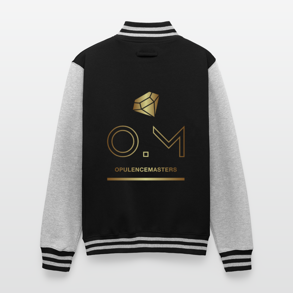 Just Hoods Heavyweight Letterman Jacket OPULENCE APPAREL - black/heather grey
