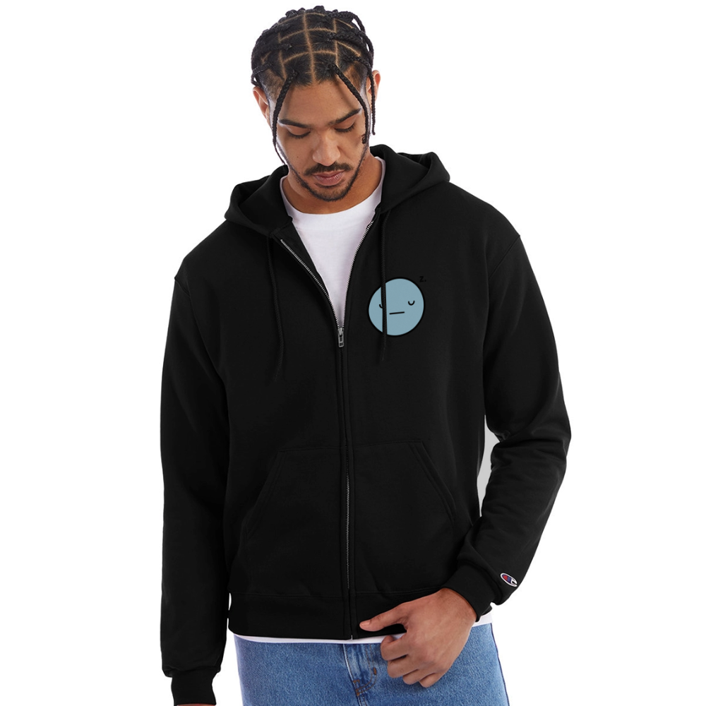 Champion Unisex Full Zip Hoodie EVIL SOMETIMES SLEEPS - black