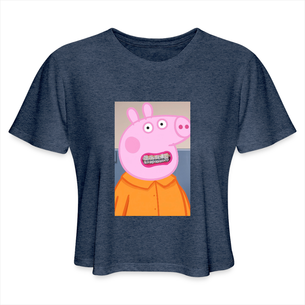 Women's Cropped T-Shirt pepper - heather navy
