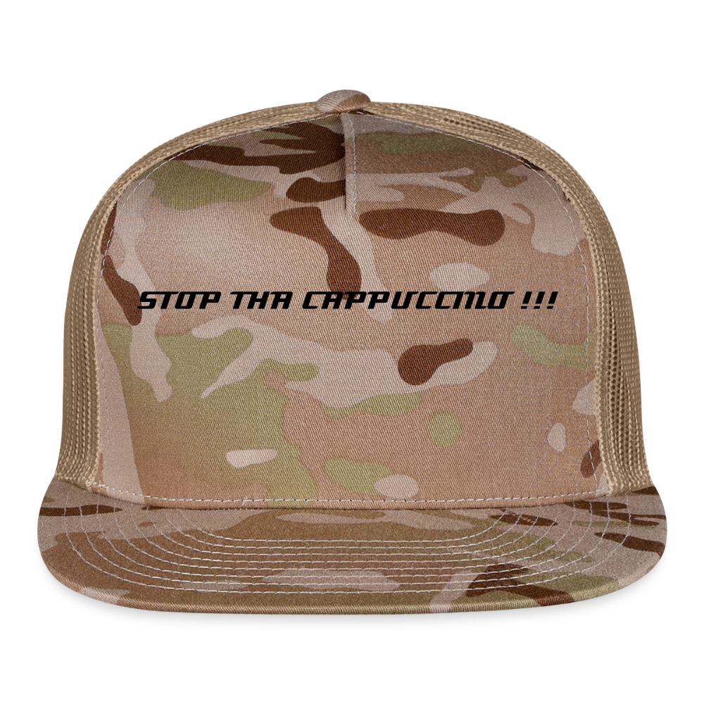 Trucker Hat STOP THA CAPPUCCINO !!! - MultiCam\tan