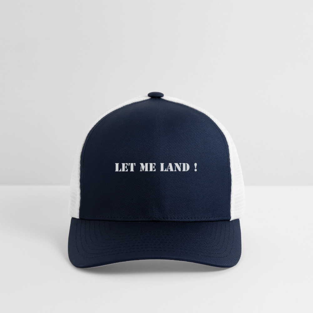 Flexfit Fitted Baseball Cap LET ME LAND ! - navy/white