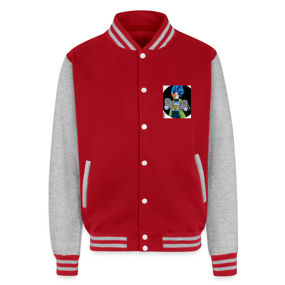 Just Hoods Heavyweight Letterman Jacket live by the rules - red/heather grey