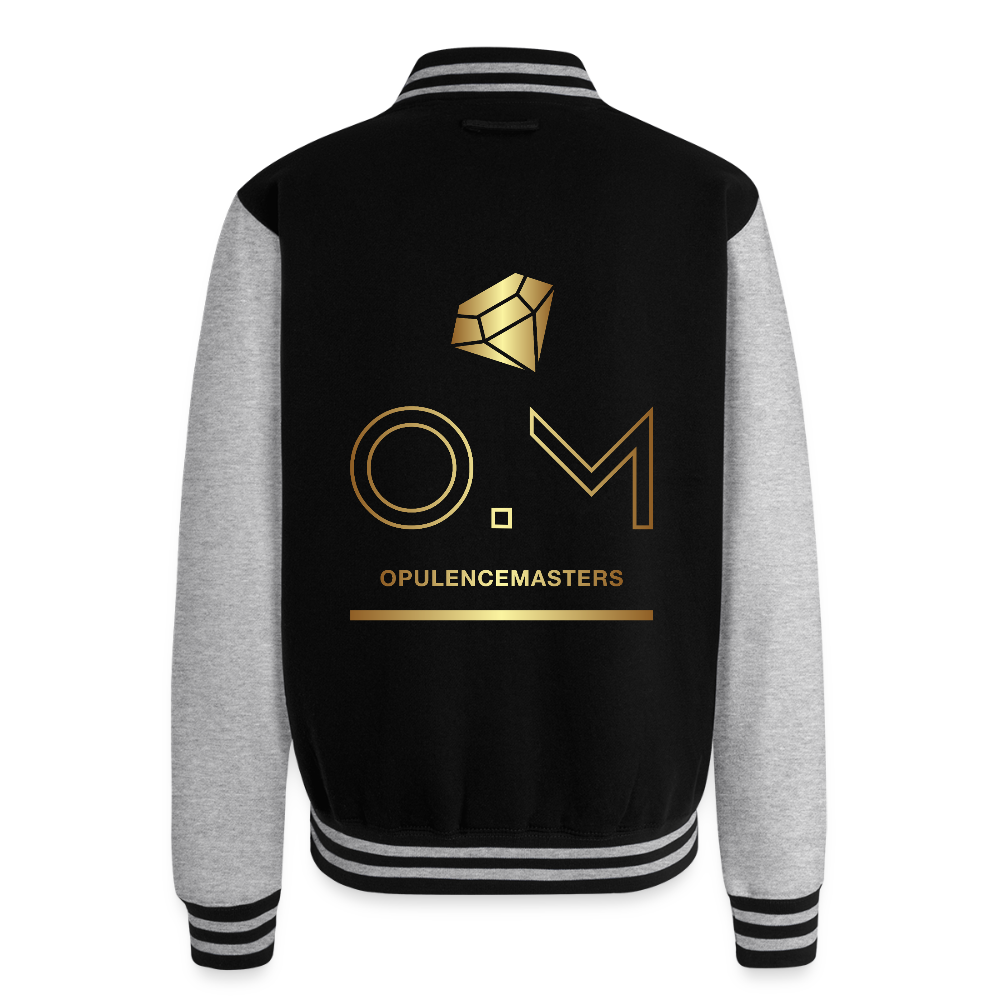 Just Hoods Heavyweight Letterman Jacket OPULENCE APPAREL - black/heather grey