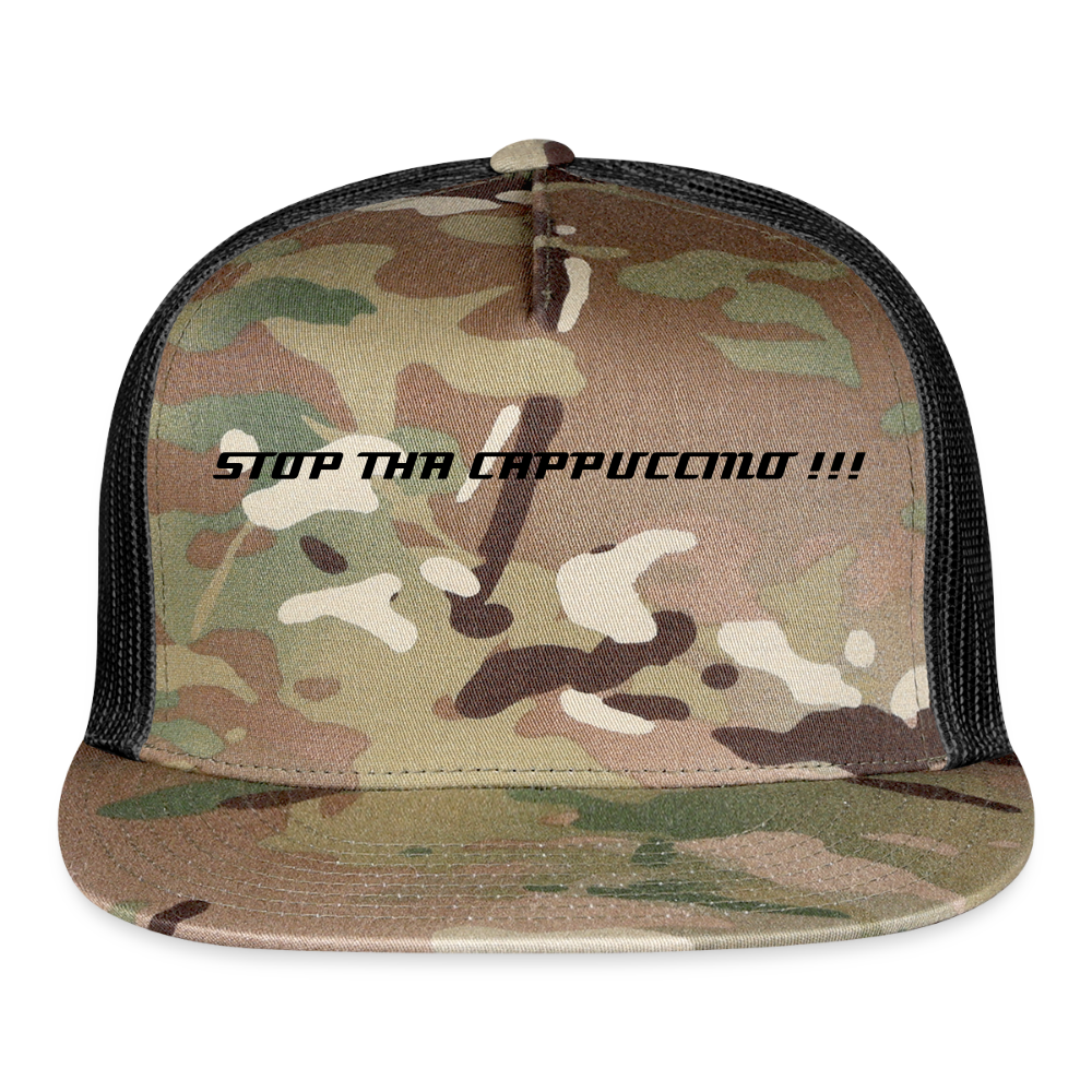 Trucker Hat STOP THA CAPPUCCINO !!! - MultiCam\black