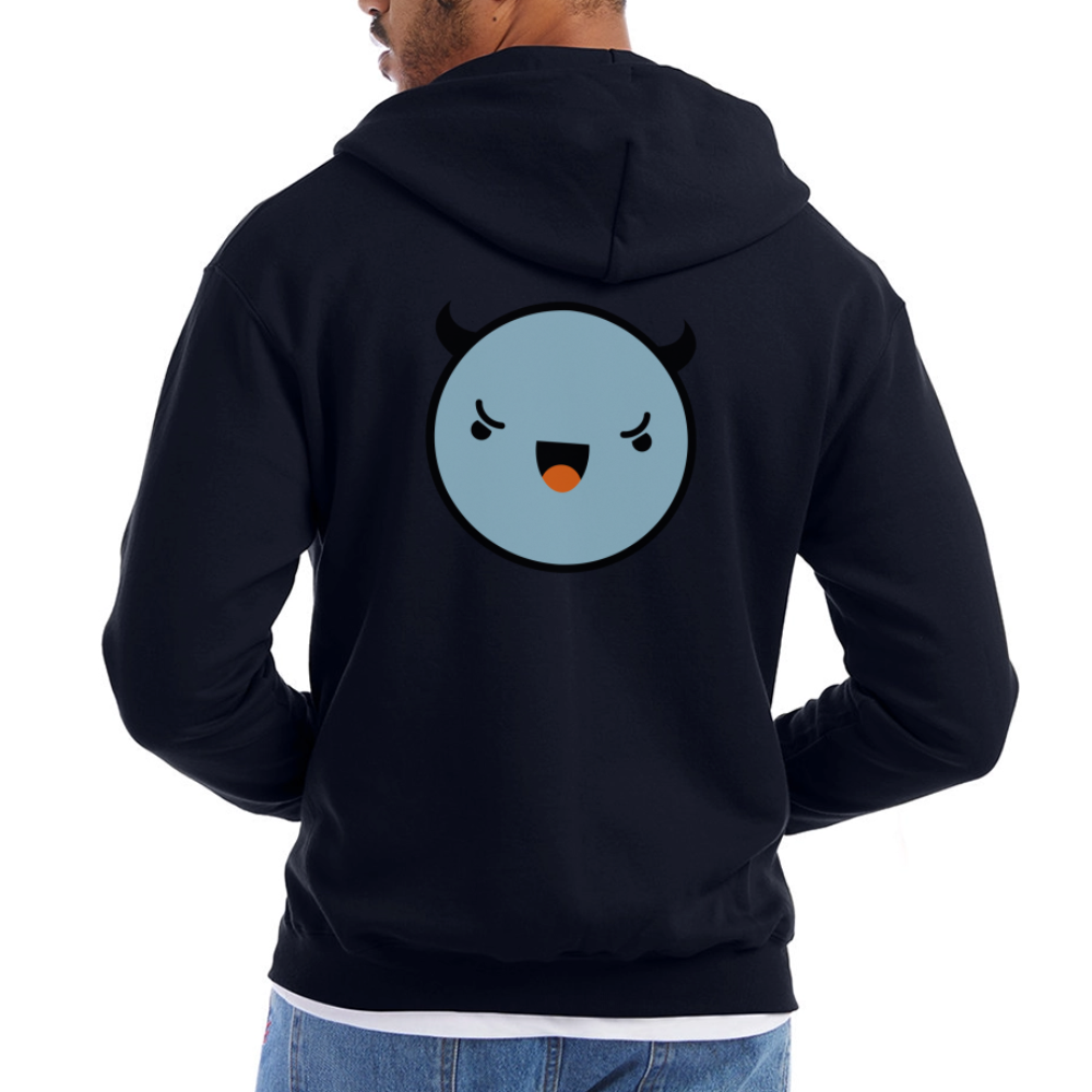 Champion Unisex Full Zip Hoodie EVIL SOMETIMES SLEEPS - navy