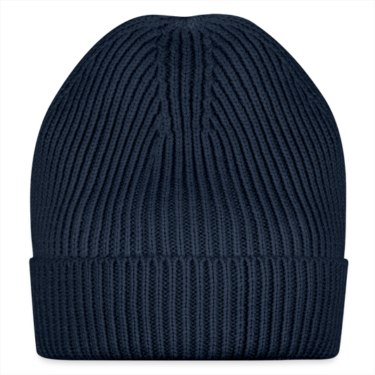 Fine Rib Knit Beanie - navy