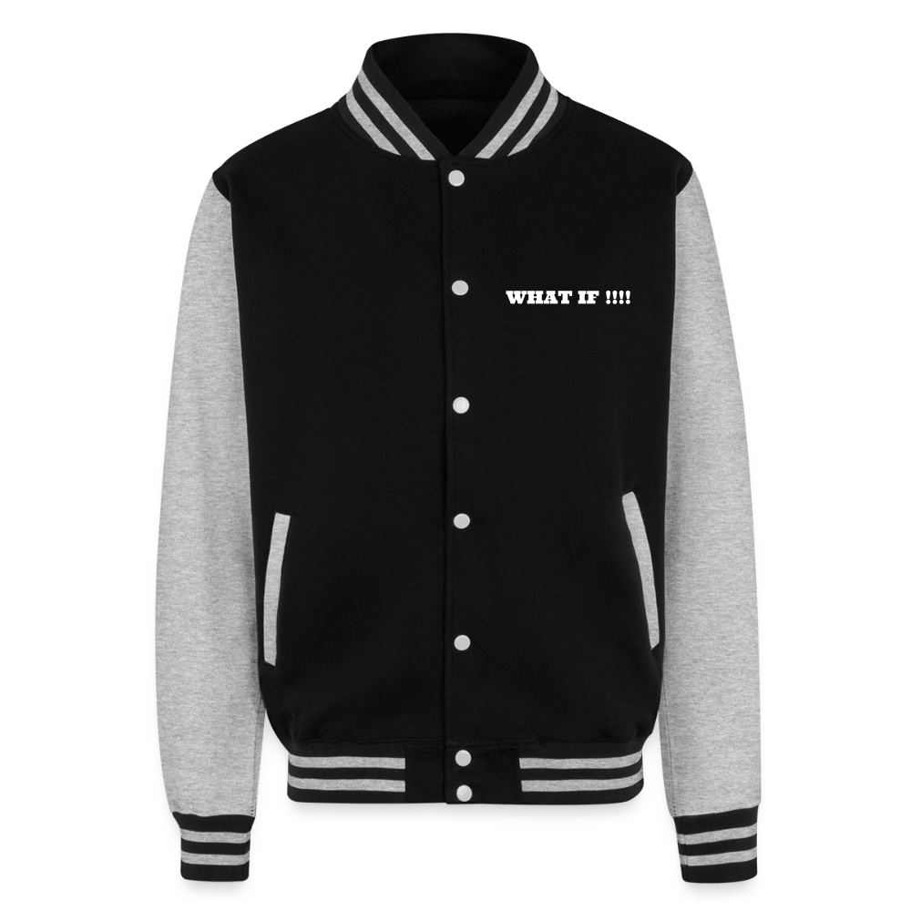 Just Hoods Heavyweight Letterman Jacket WHAT IF !!!! - black/heather grey