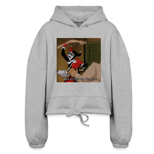 Women’s Cropped Hoodie I PROTECT MY SELF - heather gray