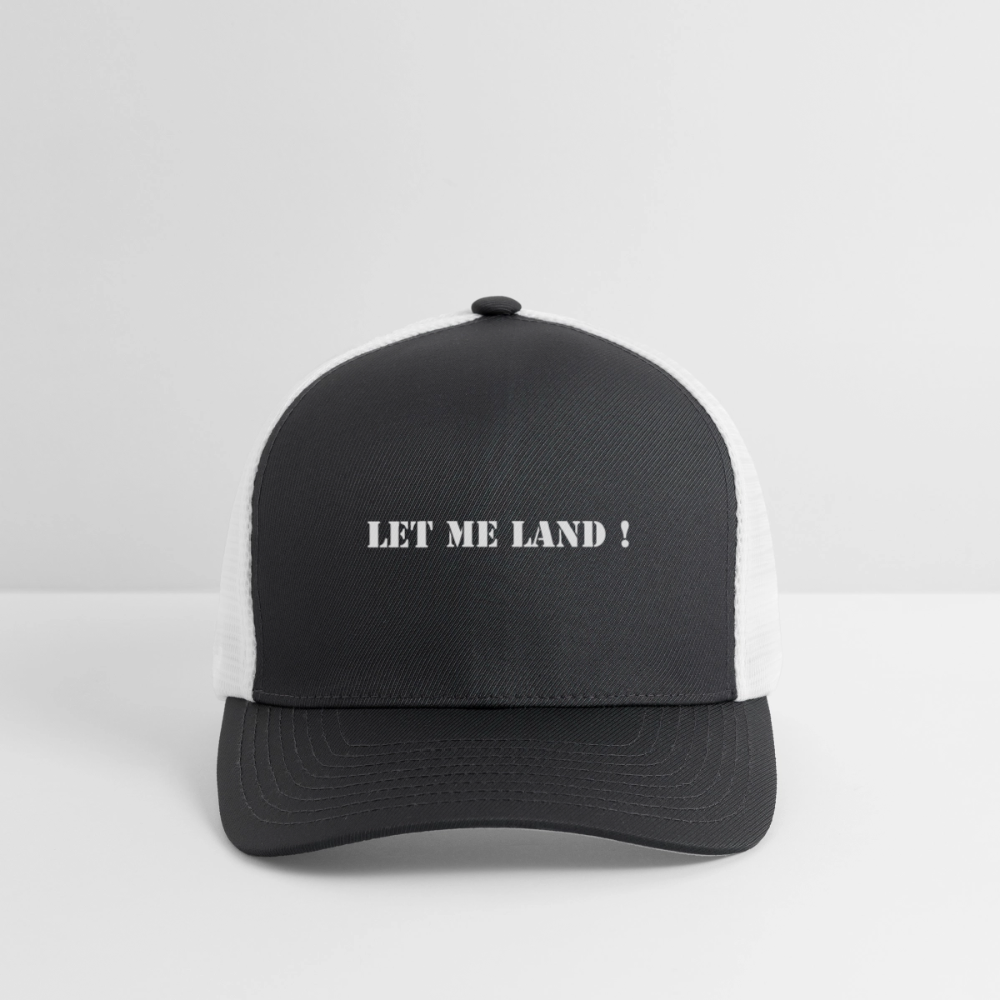 Flexfit Fitted Baseball Cap LET ME LAND ! - dark gray/white