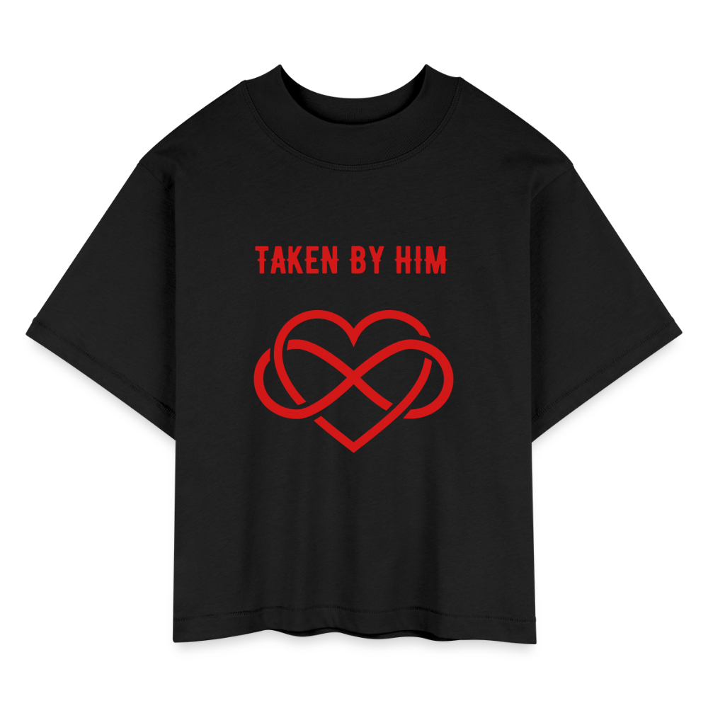Women's Boxy Tee TAKEN BY HIM - black