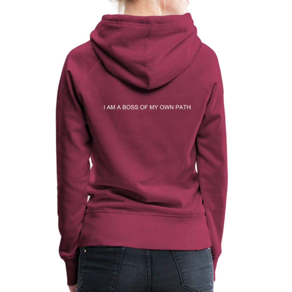 Women’s Premium Hoodie I AM A BOSS OF MY OWN PATH - burgundy