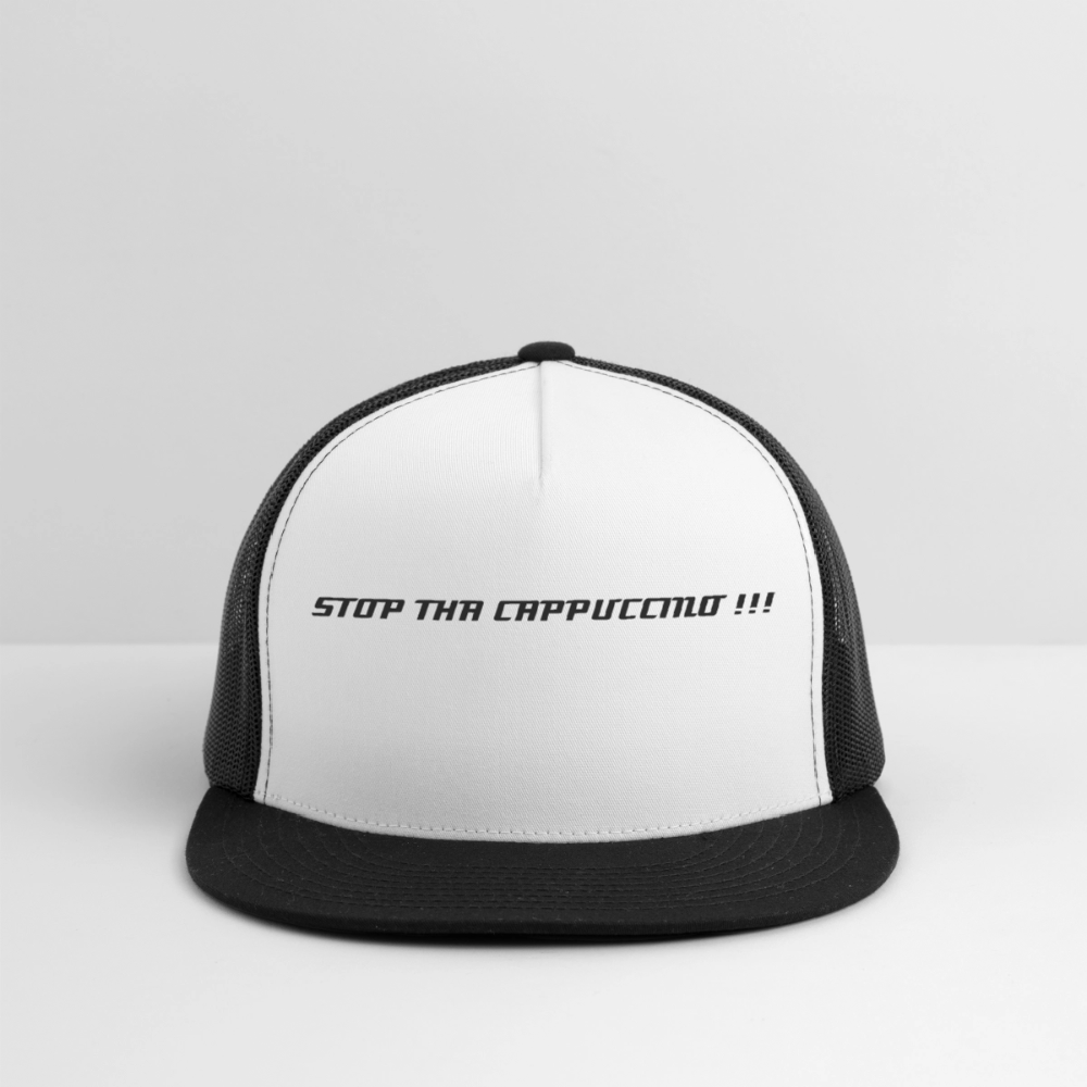 Trucker Hat STOP THA CAPPUCCINO !!! - white/black