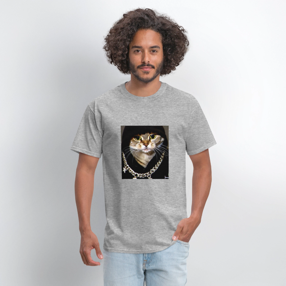 Men's T-Shirt | GILDAN 5000 BLING LING CAT - heather gray