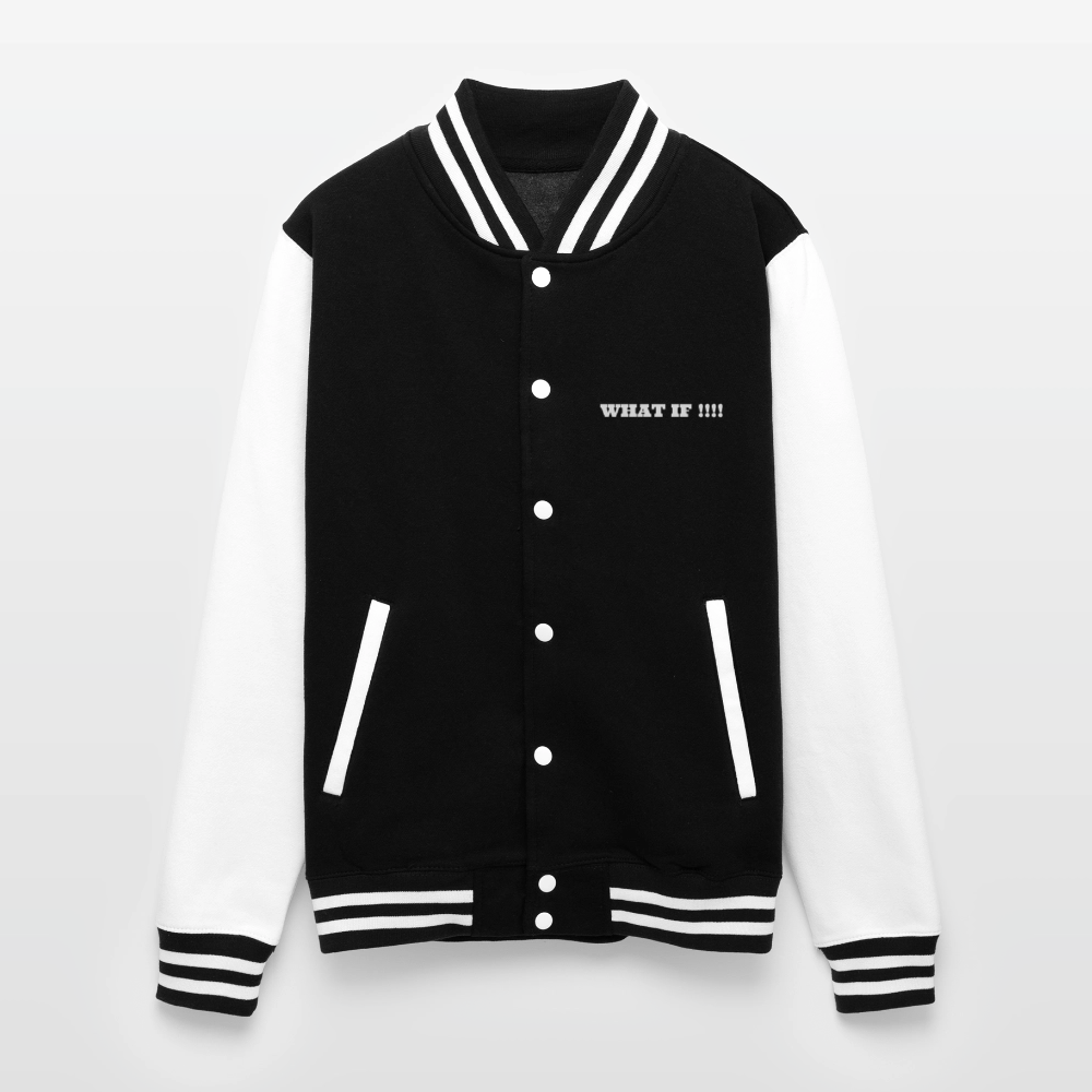 Just Hoods Heavyweight Letterman Jacket WHAT IF !!!! - black/white