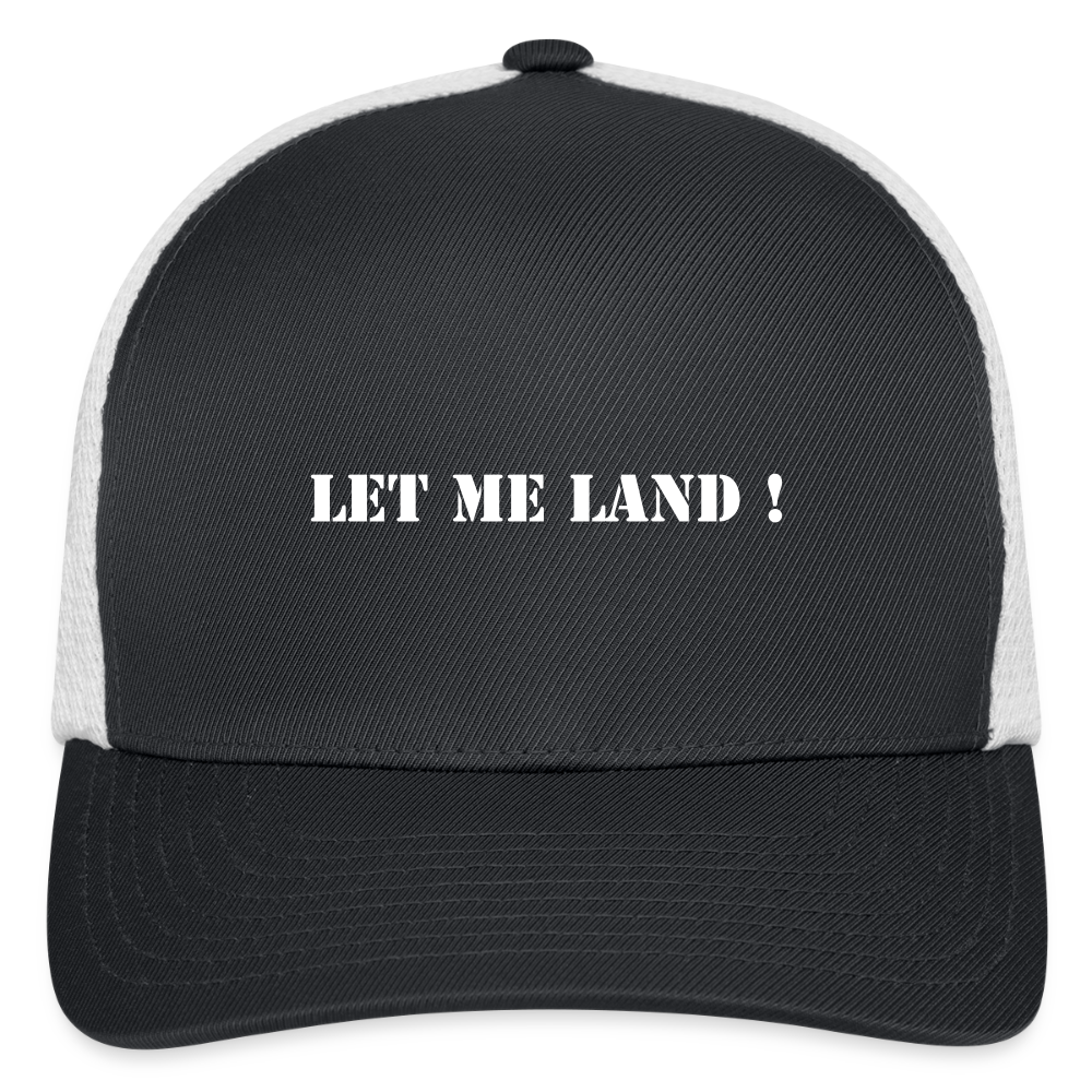 Flexfit Fitted Baseball Cap LET ME LAND ! - dark gray/white
