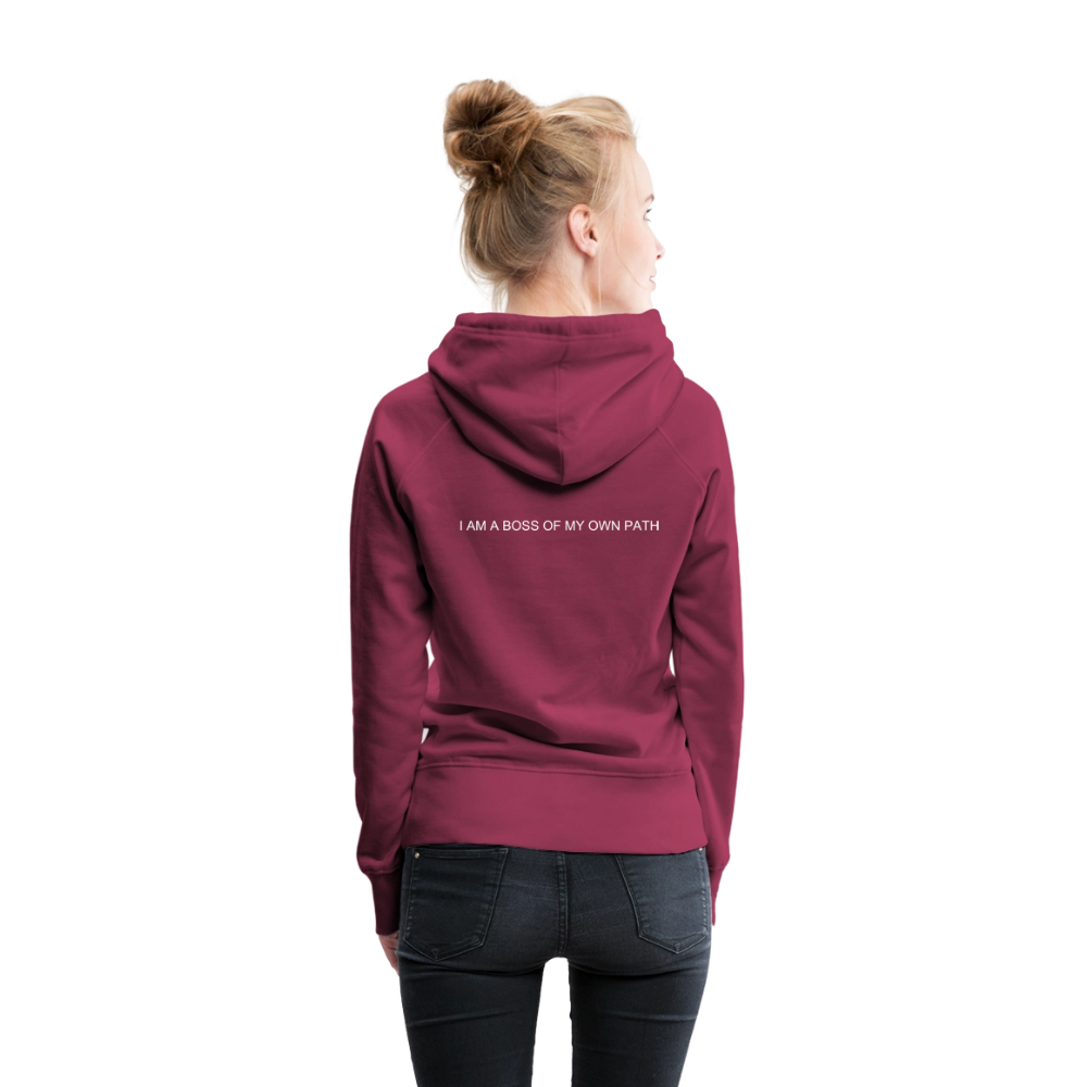 Women’s Premium Hoodie I AM A BOSS OF MY OWN PATH - burgundy