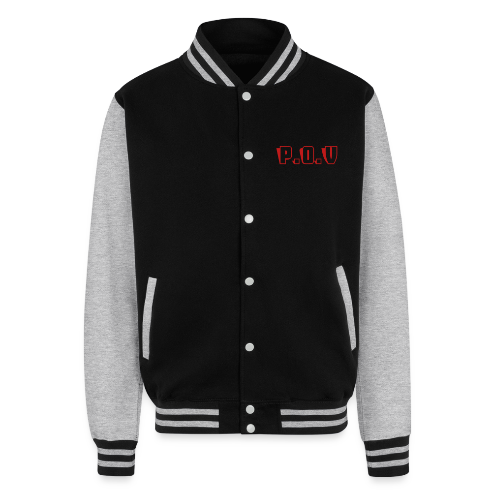Just Hoods Heavyweight Letterman Jacket P.O.V - black/heather grey