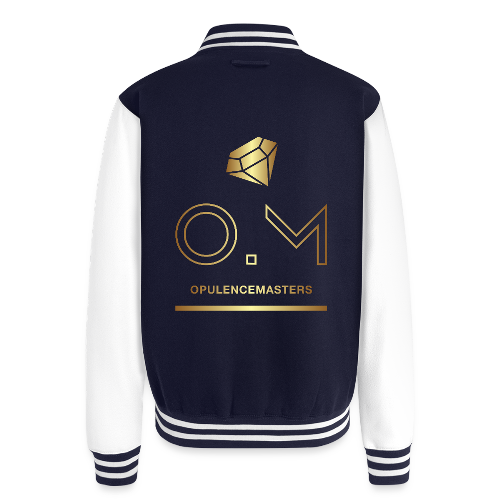 Just Hoods Heavyweight Letterman Jacket OPULENCE APPAREL - navy/white