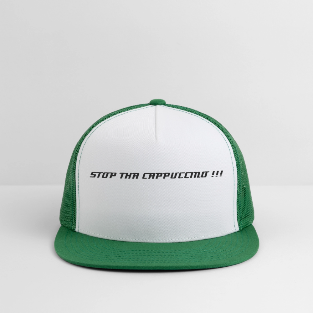 Trucker Hat STOP THA CAPPUCCINO !!! - white/kelly green