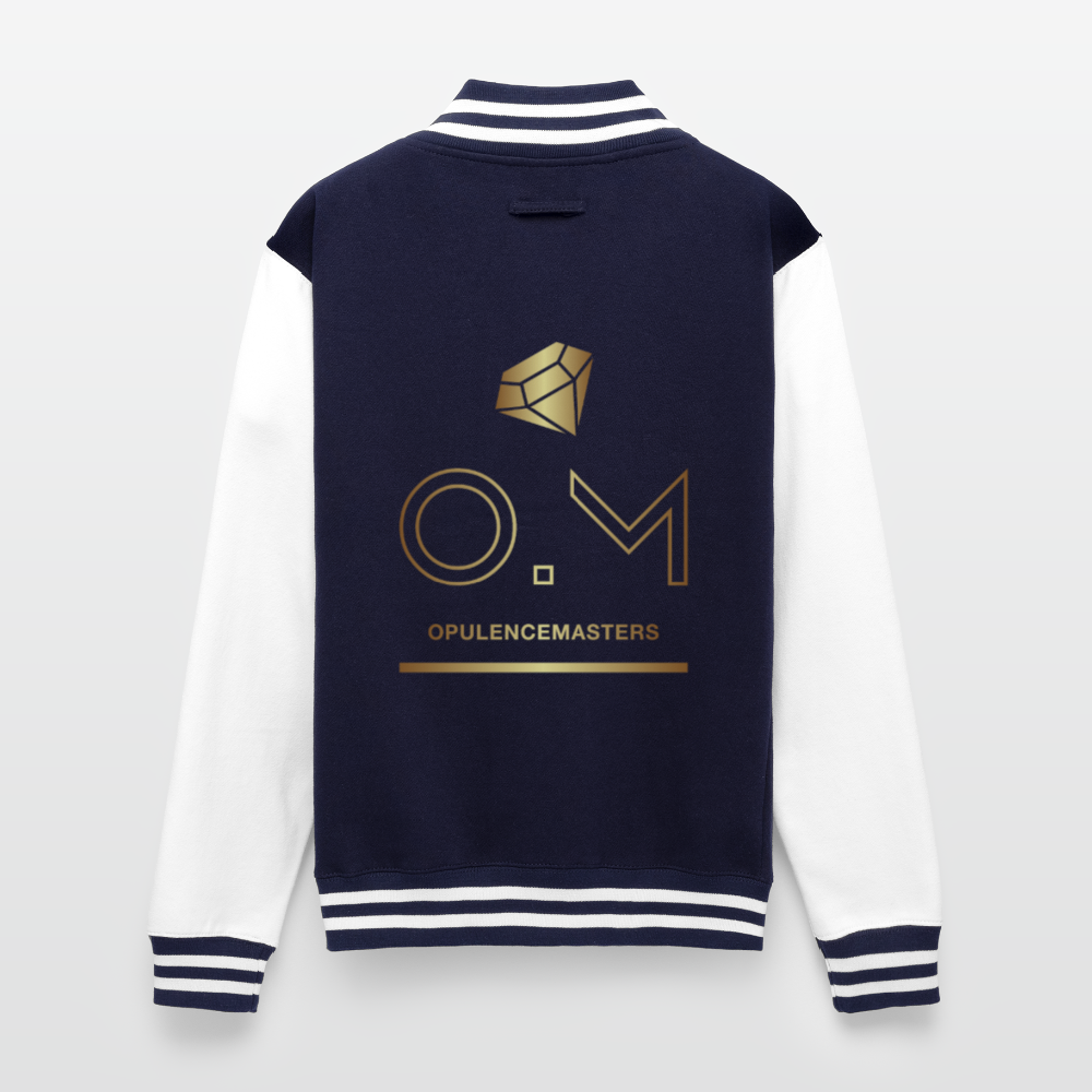 Just Hoods Heavyweight Letterman Jacket OPULENCE APPAREL - navy/white
