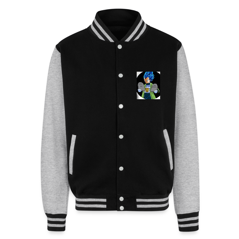 Just Hoods Heavyweight Letterman Jacket live by the rules - black/heather grey