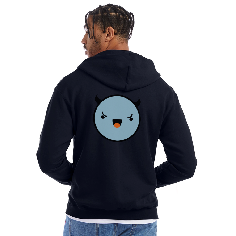 Champion Unisex Full Zip Hoodie EVIL SOMETIMES SLEEPS - navy