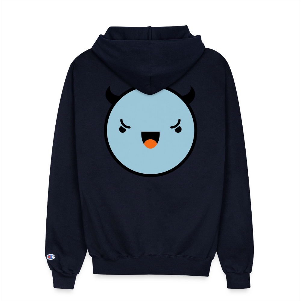Champion Unisex Full Zip Hoodie EVIL SOMETIMES SLEEPS - navy