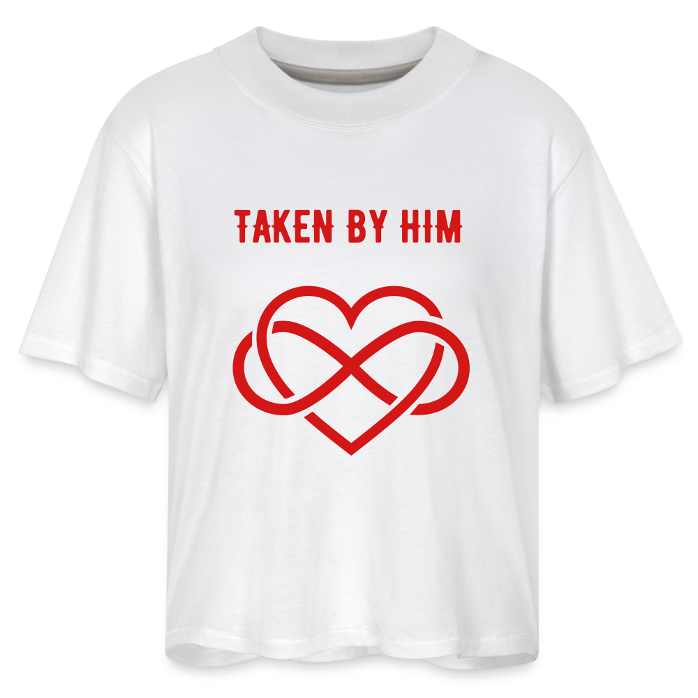 Women's Boxy Tee TAKEN BY HIM - white