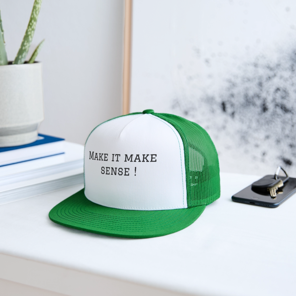 Trucker Hat Make it make sense ! - white/kelly green