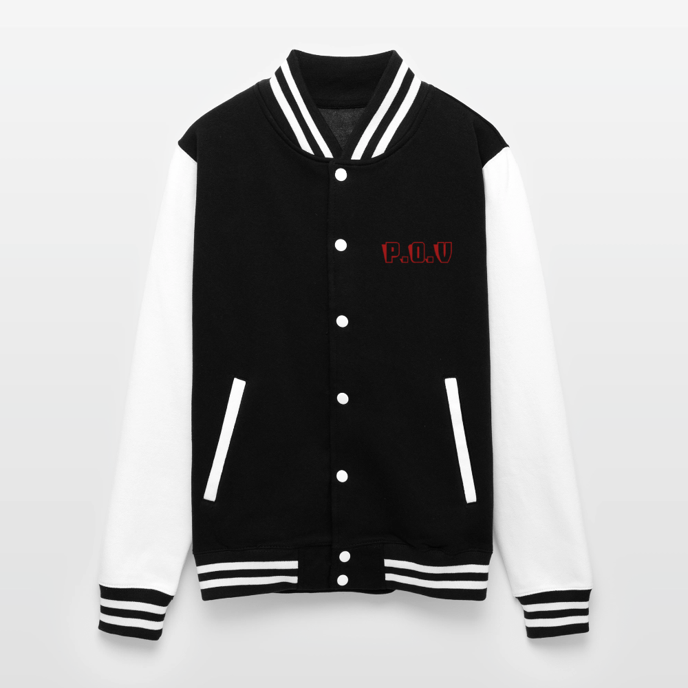 Just Hoods Heavyweight Letterman Jacket P.O.V - black/white