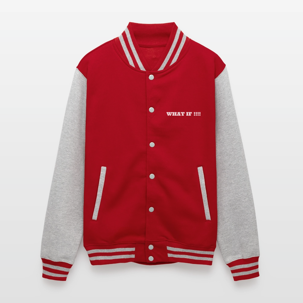 Just Hoods Heavyweight Letterman Jacket WHAT IF !!!! - red/heather grey