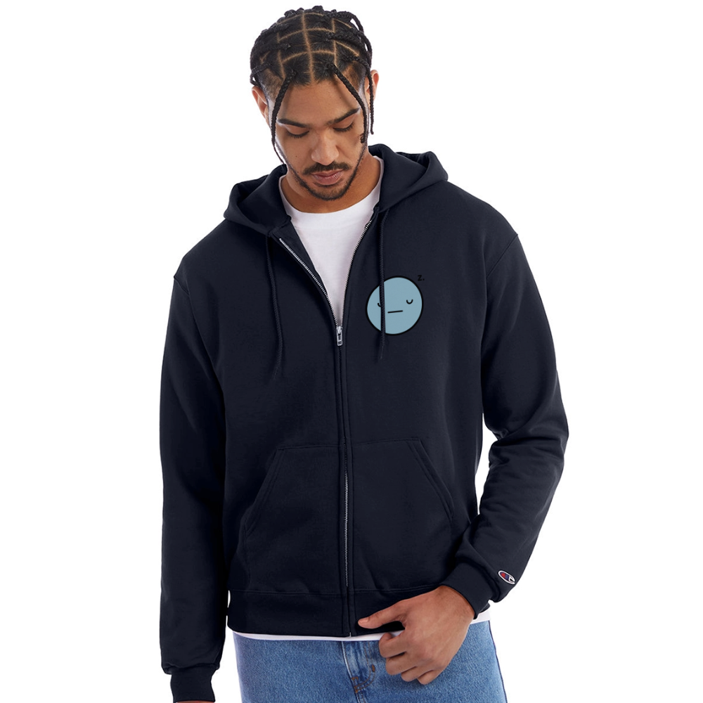 Champion Unisex Full Zip Hoodie EVIL SOMETIMES SLEEPS - navy