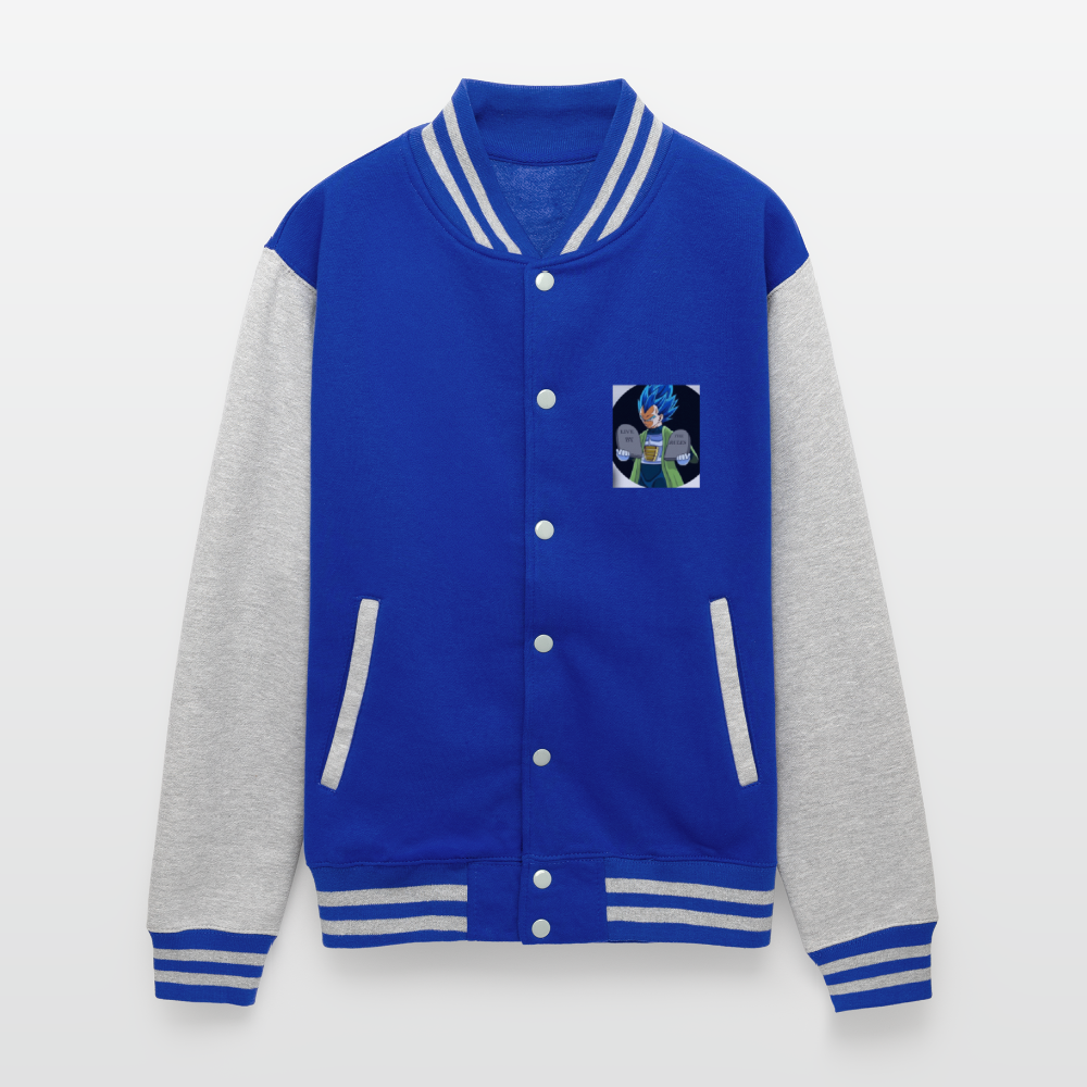 Just Hoods Heavyweight Letterman Jacket live by the rules - royal/heather grey