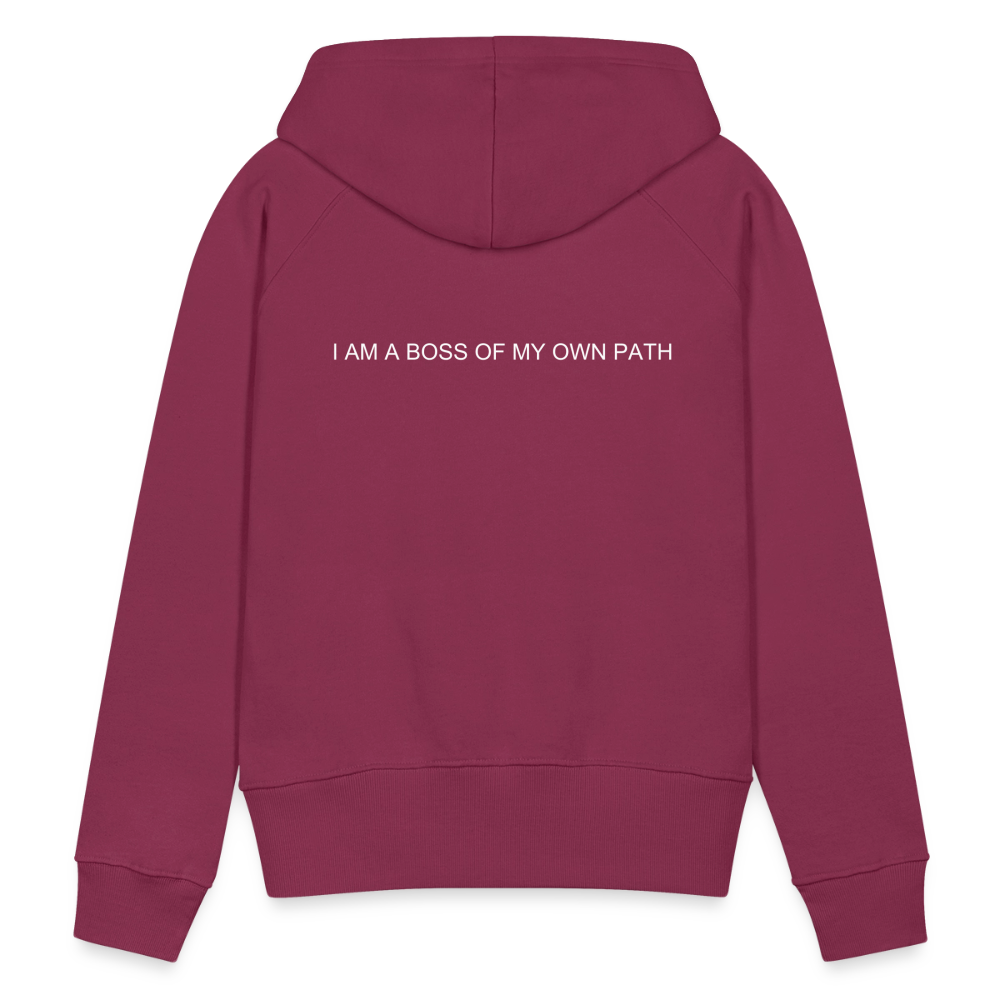 Women’s Premium Hoodie I AM A BOSS OF MY OWN PATH - burgundy