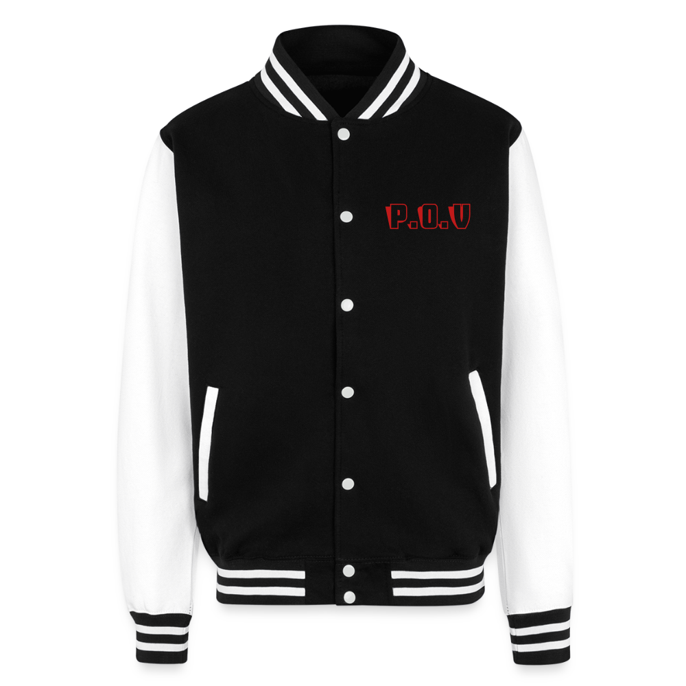 Just Hoods Heavyweight Letterman Jacket P.O.V - black/white