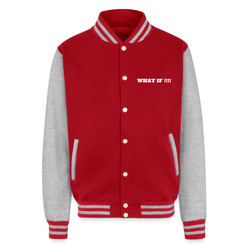 Just Hoods Heavyweight Letterman Jacket WHAT IF !!!! - red/heather grey
