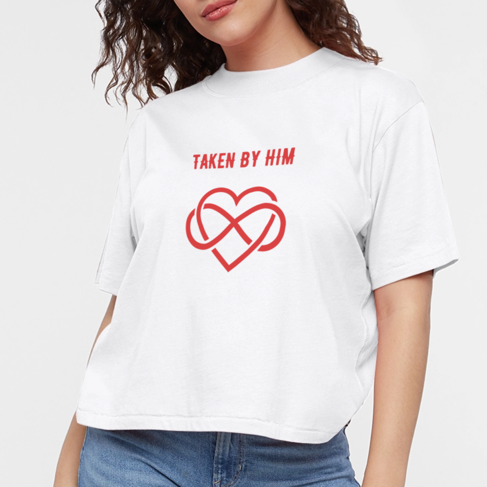 Women's Boxy Tee TAKEN BY HIM - white