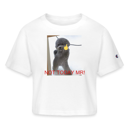 Champion Women’s Cropped T-Shirt NOT TODAY MR! - white
