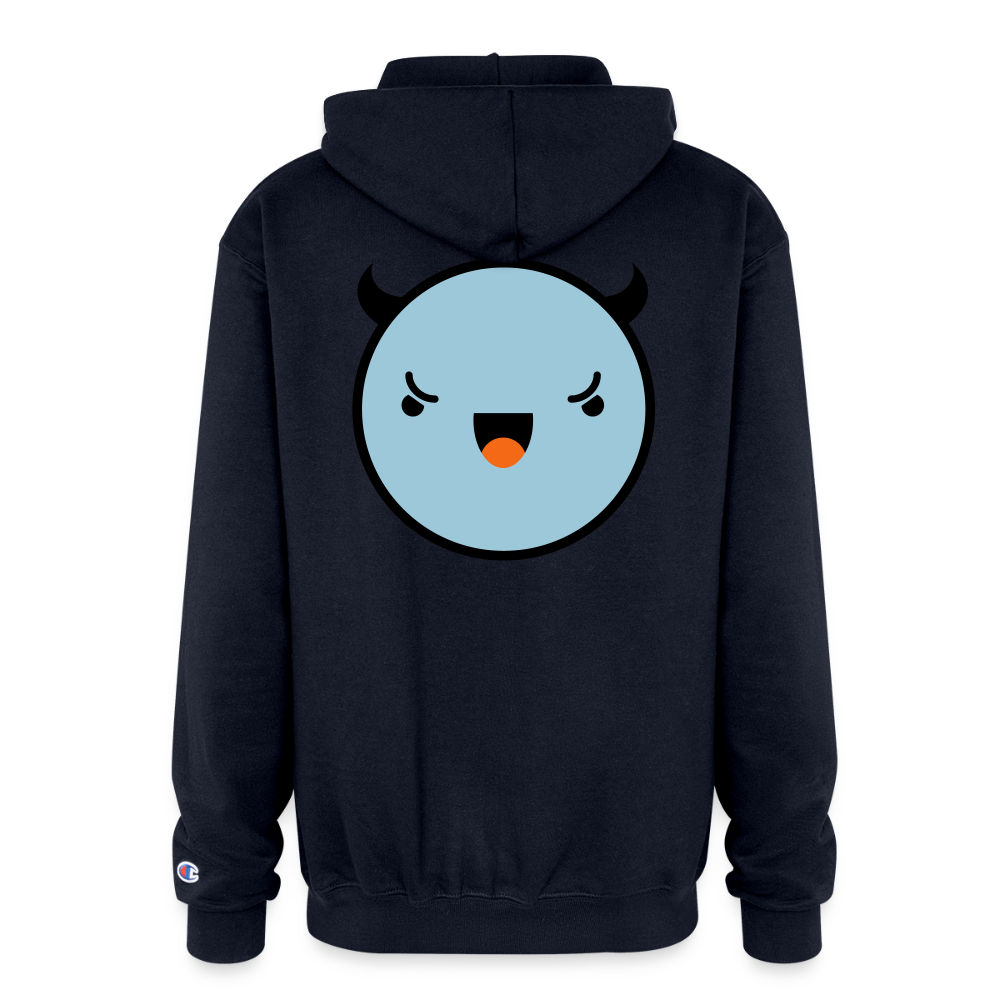 Champion Unisex Full Zip Hoodie EVIL SOMETIMES SLEEPS - navy