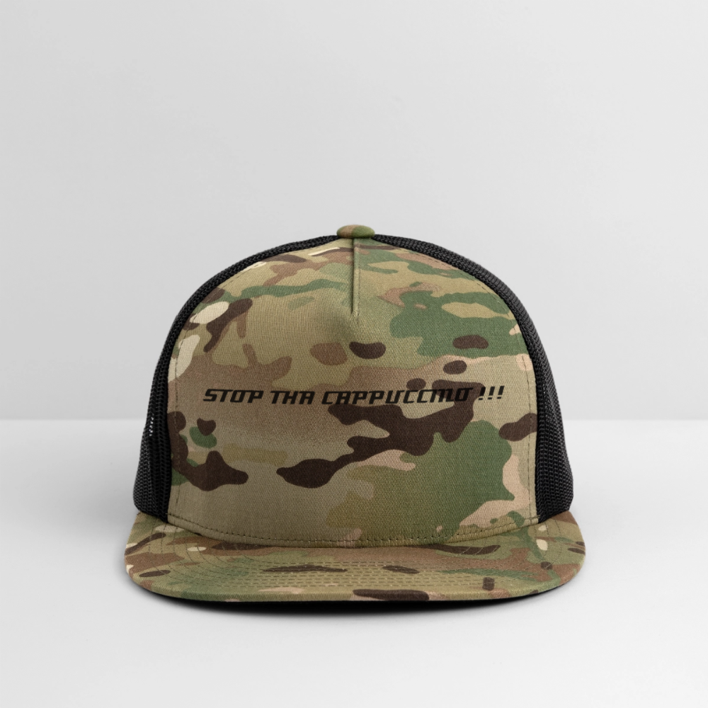 Trucker Hat STOP THA CAPPUCCINO !!! - MultiCam\black