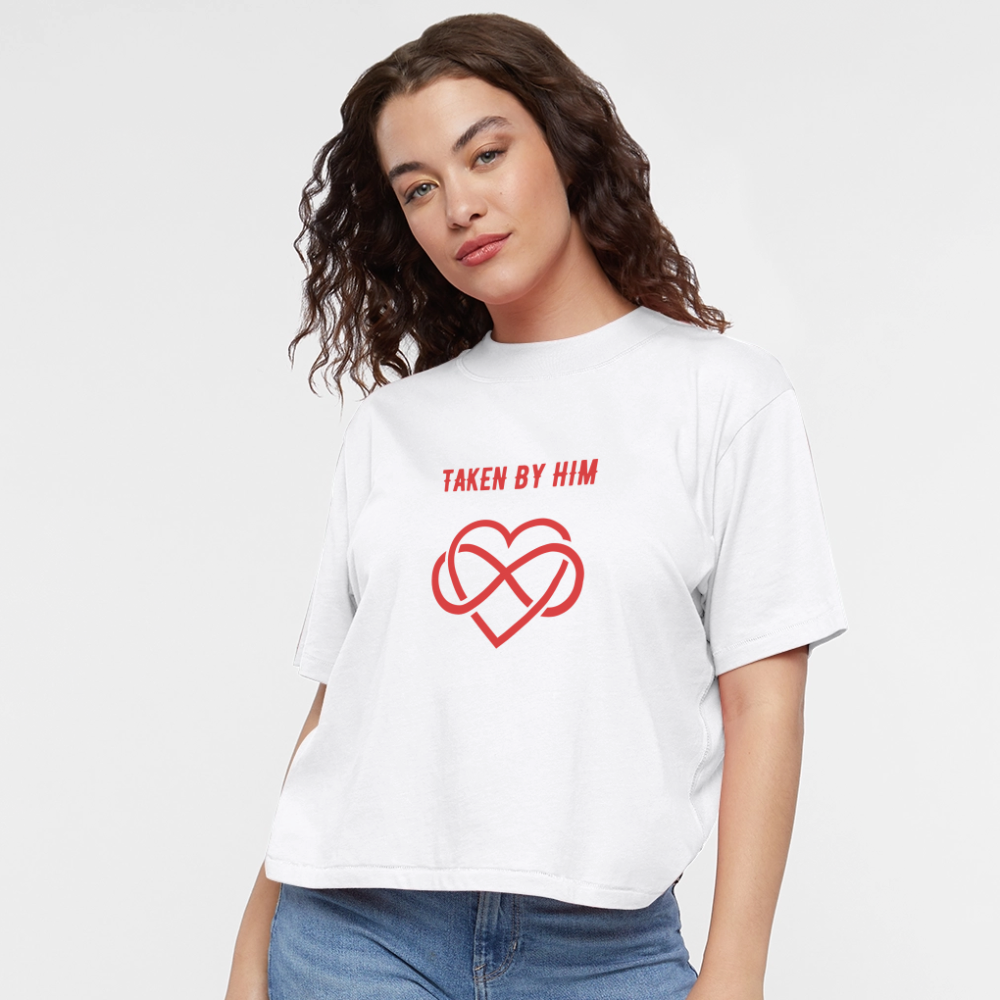 Women's Boxy Tee TAKEN BY HIM - white
