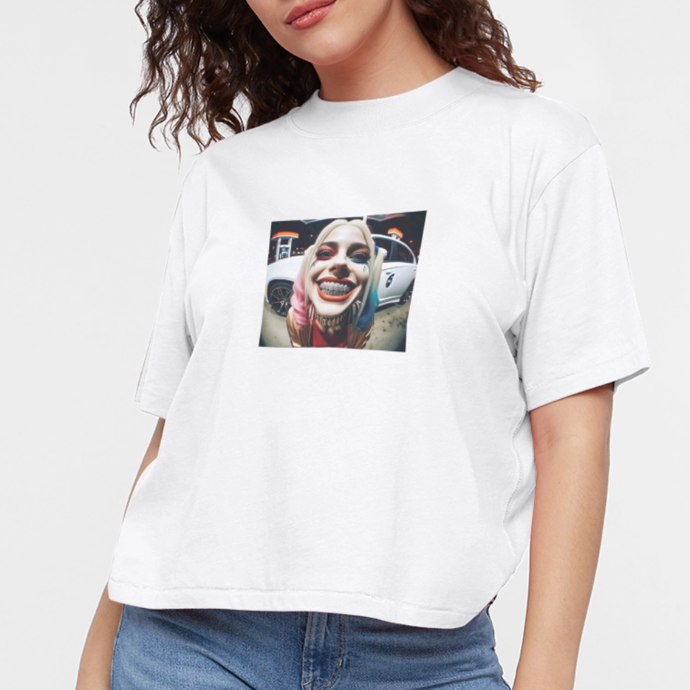 Women's Boxy Tee  BLING LING QUINN - white