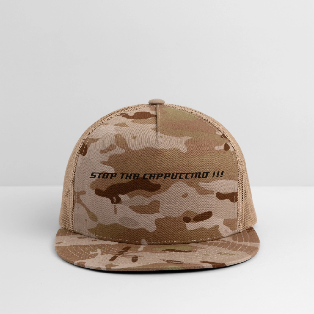 Trucker Hat STOP THA CAPPUCCINO !!! - MultiCam\tan
