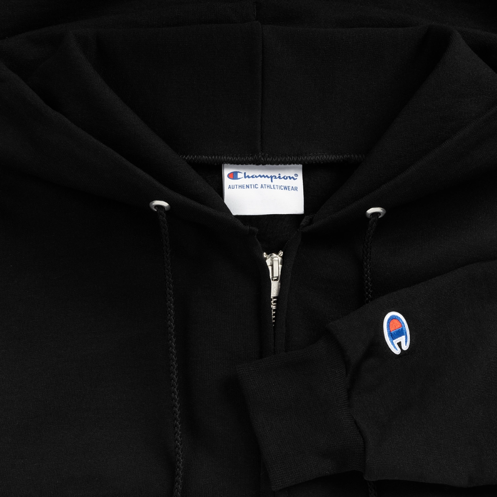 Champion Unisex Full Zip Hoodie EVIL SOMETIMES SLEEPS - black