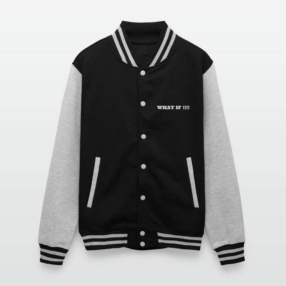 Just Hoods Heavyweight Letterman Jacket WHAT IF !!!! - black/heather grey