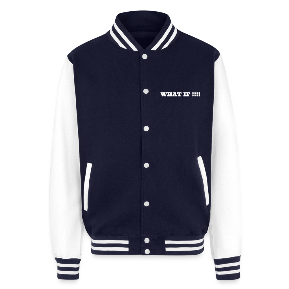 Just Hoods Heavyweight Letterman Jacket WHAT IF !!!! - navy/white